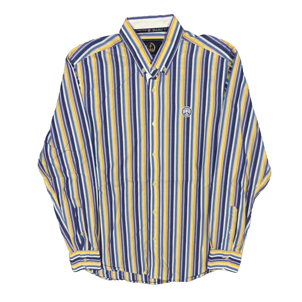 Galvanni Dress Shirt Slim Fit Cotton Colorful Striped Long Sleeve Medium